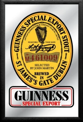 Guinness Wappen Spiegel Mirror Wandspiegel Bar Restaurant Bier Beere - Bild 1 von 2