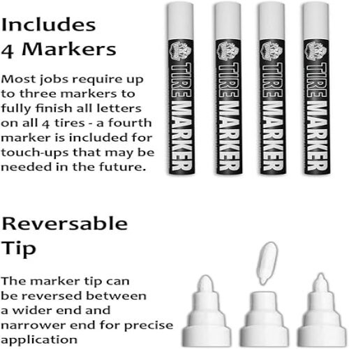 White tire Paint Marker for Car Tire Lettering - 4 Pack - Permanent Tire... ⭐⭐⭐⭐ - Picture 3 of 3