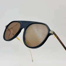 Thom Browne Sunglasses Men Women Oval Blue Gold Mod. TBS 809 NEW