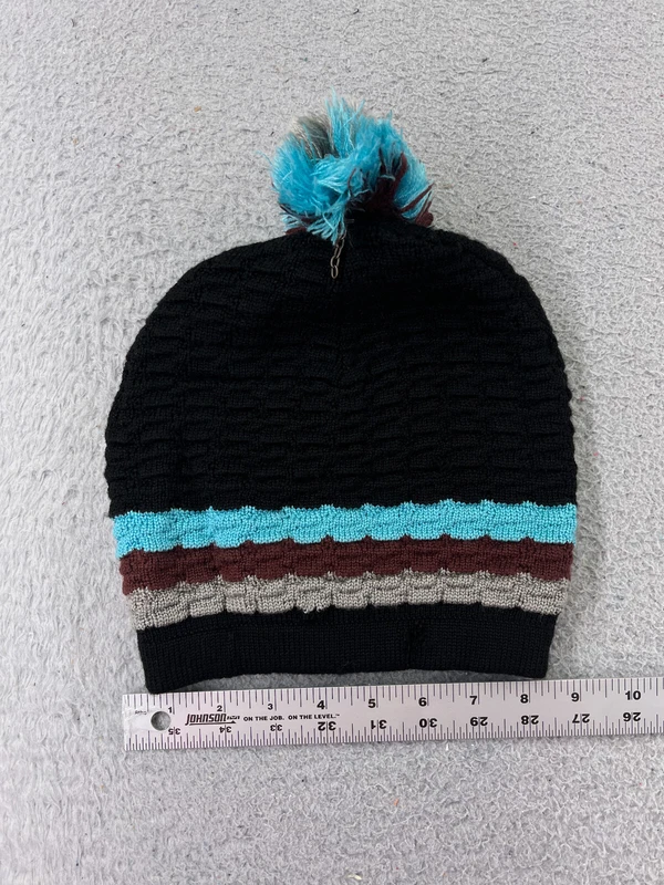 burton beanie toque stripe knit wool blend ski pom 