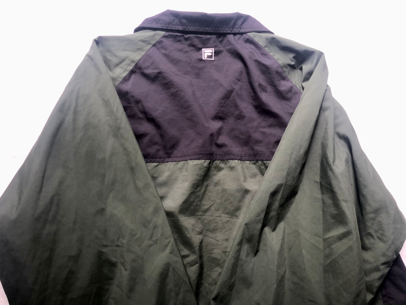 Giacca a vento Fila uomo grande full zip fodera in rete verde navy