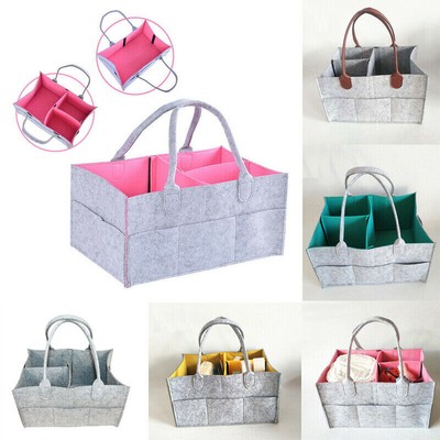 Baby Diaper Organizer Caddy Felt Changing Nappy Kids Storage Carrier Bag Mummy
