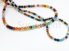 Multicolor agate smooth round beads 2mm/3mm. Natural gemstone tiny beads 15.75''