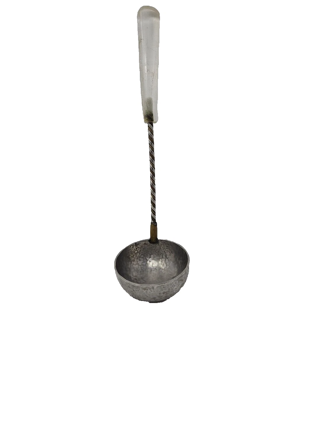 Vintage Hand Hammered Pewter Copper Lucite Kitchen Soup Serving Ladle Utensil