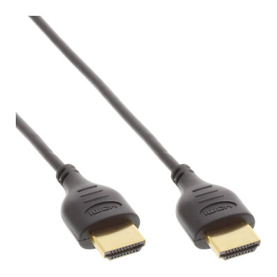 InLine  HDMI Superslim Kabel A an A, HS mit Eth., Premium, schwarz / gold, 1,8m