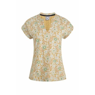 Weird Fish Alia bedrucktes Jersey-Top - tiefer Bernsteinfarben - 10 12 14 16 18 - neu mit Etikett