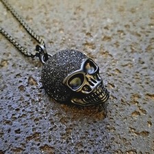 Glitzer Totenkopf Edelstahlcollier