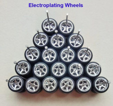 Hot Wheels 10 Sets CHROME Advan 5 Spoke Rims  Real Rider Rubber Tires 1/64 11MM