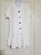 ASOS DESIGN button through slubby mini dress with pep hem White Size US 4 NWT