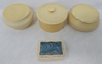 VTG Celluloid Vanity Rouge Container Trinket Pill Powder Soap Box Art Deco Lot
