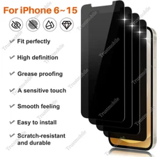 For iPhone 15 14 13 12 11 8 7 6 Plus Privacy Screen Protector Tempered Glass Lot