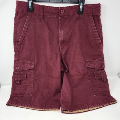 Airwalk Mens Cargo Tactical Shorts Waist 30 Maroon Red Outdoors Casual