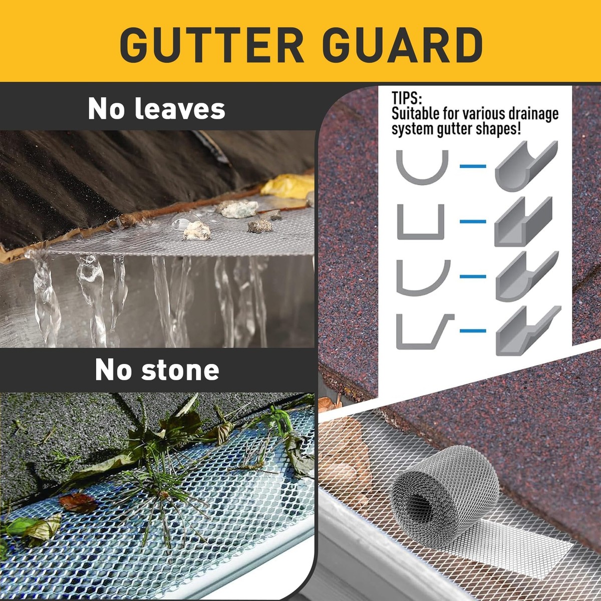 8 Pack Aluminum Gutter Guards Expandable Filter Strainer Metal Gutter Guards Leaf Strainer Gutter Sieve Down Pipe Covers Protection Easy Install Moss Muck Mud Debris Guard From 2 To 4 Inches