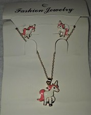 Cute Unicorn Pendant Necklace and Earrings Set