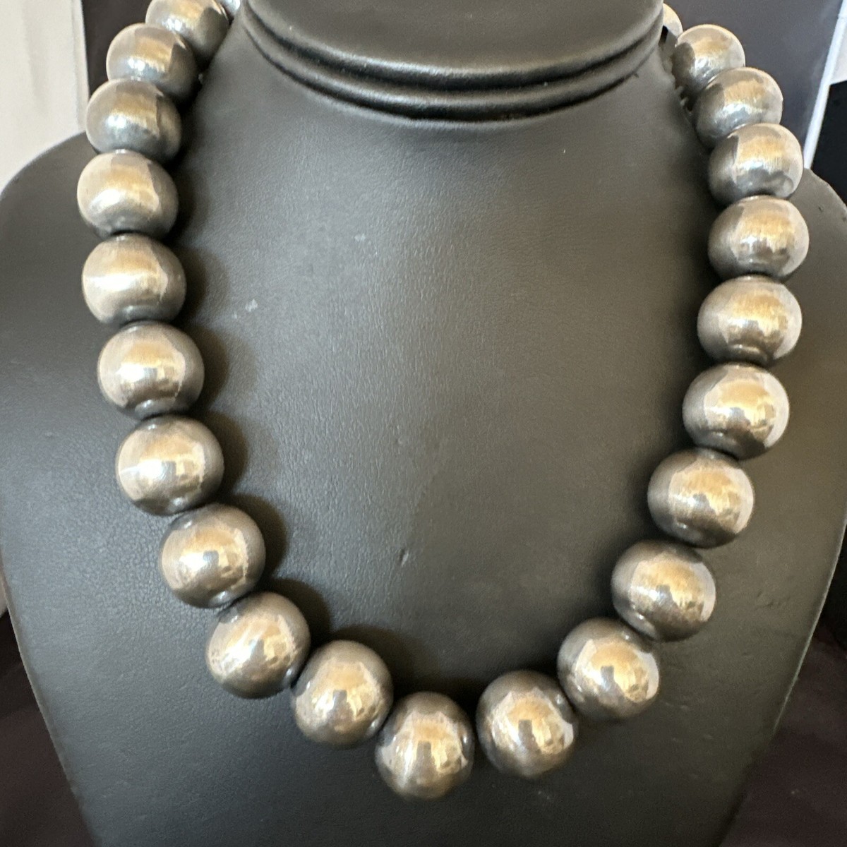 Southwestern XL Round 18mm Sterling Silver Pearls 17” Single