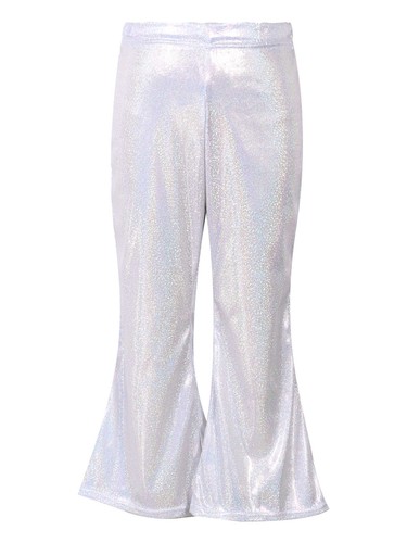 Girl Pant Shiny Metallic Flare Dance Pants Hippie Bell Bottom Wide Leg Dancewear - Picture 26 of 87