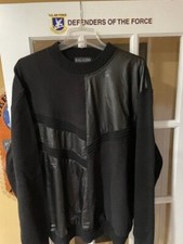 Bagazio Cashmere, Leaher  Wool Pull Over sweater - XXL Black Pre-Owned