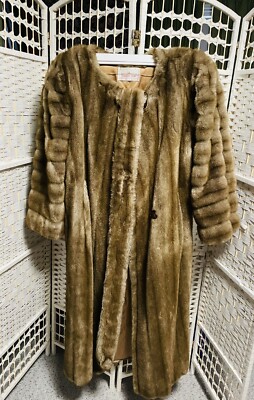 PAULINE TRIGERE Faux Mink Fur Coat Made With Tissaval Fur Full Length
