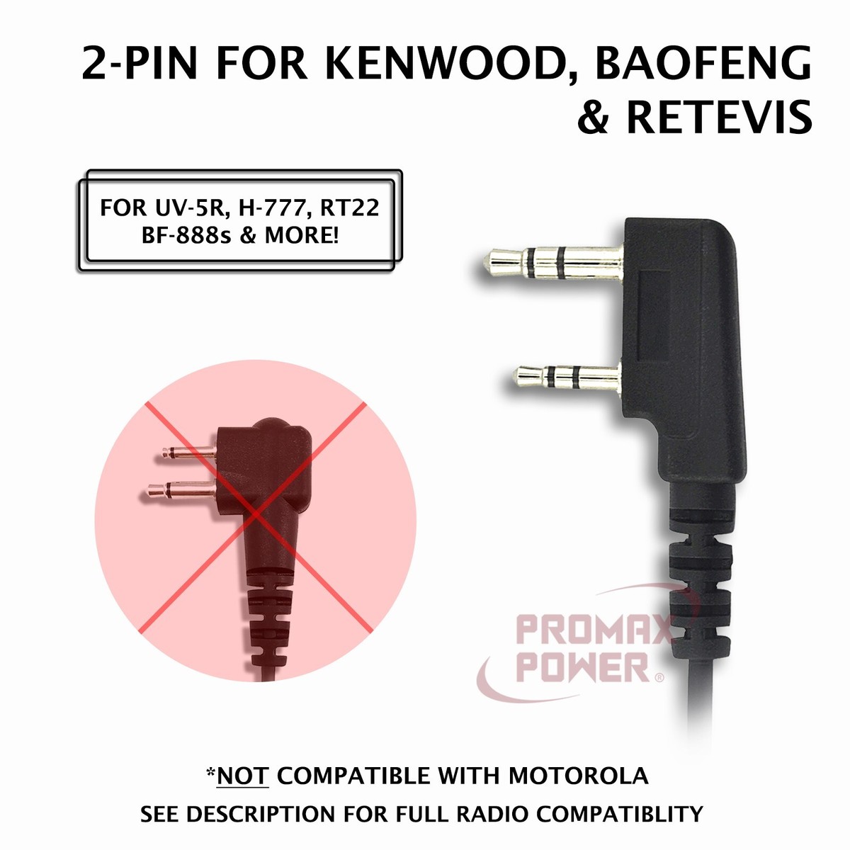 Auricolare PTT Per Radio Kenwood E Baofeng – 2 Pin – ProMaxPower EP-0201-K2 - Foto 2