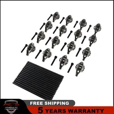 16x LS1 Rocker Arms & Trunion Pushrods Kit Installed For 4.8 5.3 5.7 6.0 LS2 LS6