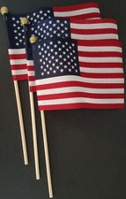 American Mini-USA Flags 4 X6 on 10 Sticks w Gold Ball Top 3 Flags/Pk