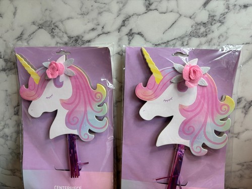 Nuovo Set 2 Centrotavola Unicorno Decorazioni Festa Compleanno 16" (H) x 8" (W) - Foto 4 di 6