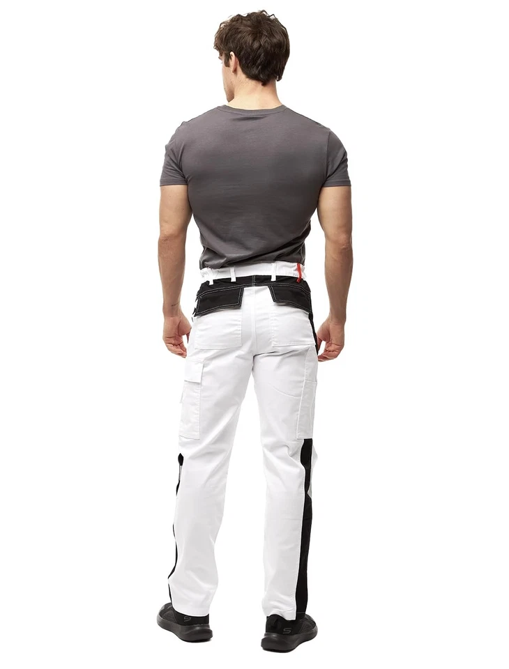 Pantalon de Travail Homme Peintre Stretch Plaquiste Blanc avec Poches pour Ge... - Photo 4/4