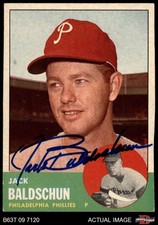 1963 Topps #341 Jack Baldschun xDOT Phillies VARIATION AUTOGRAPHED Signed