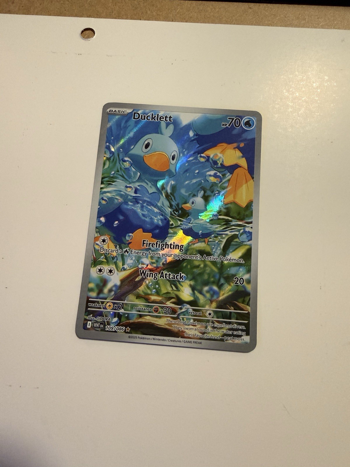 Pokemon TCG Ducklett 109/086 White Basic 70 HP Water Holo Common EN 2025
