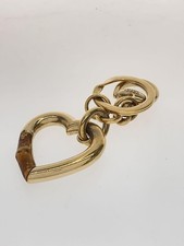 Gucci Heart Bamboo Key Holder Ring Bag Charm Gold Metal Unisex Italy