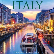 Willow Creek Press,  Italy 2026 Wall Calendar, 12'' X 12'', 18-Month Calendar wi
