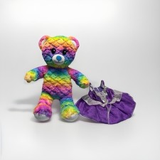 Build A Bear Rainbow Tie Dye Plush Bear 17  2024 With Dress Outfit And Shoes