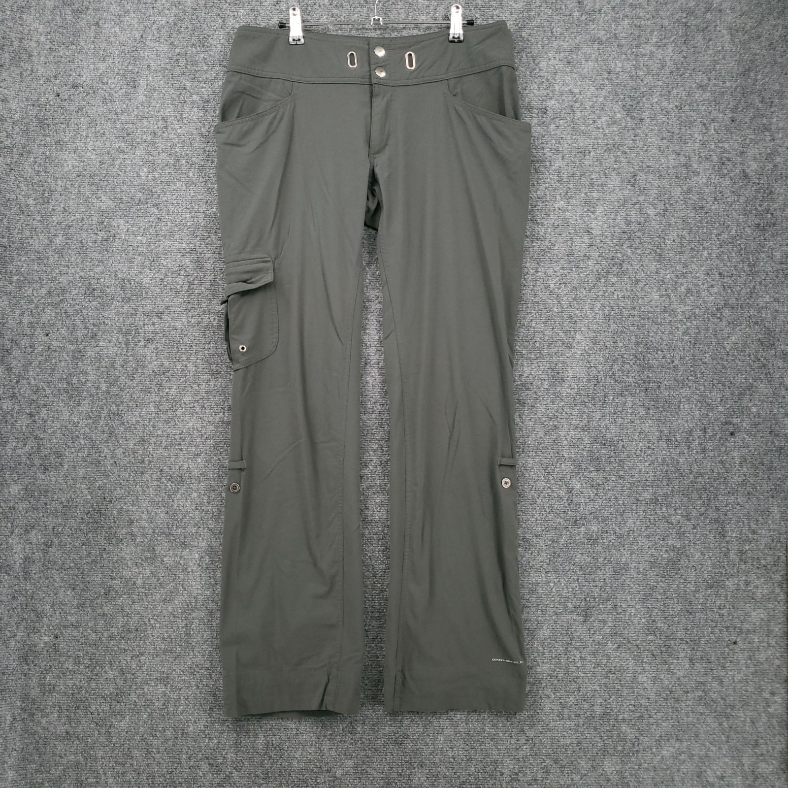 Womens 10 Gray Roll Tab Cargo Stretch Omni Shield Hiking Out