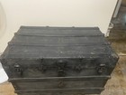 19" Brown Leather Flip Top Storage Chest Vintage — photo 6