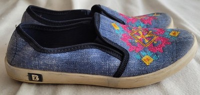 KULE BABET Damen Hausschuhe Sommerschuhe Stoff Gr. 38 bunt gut erhalten