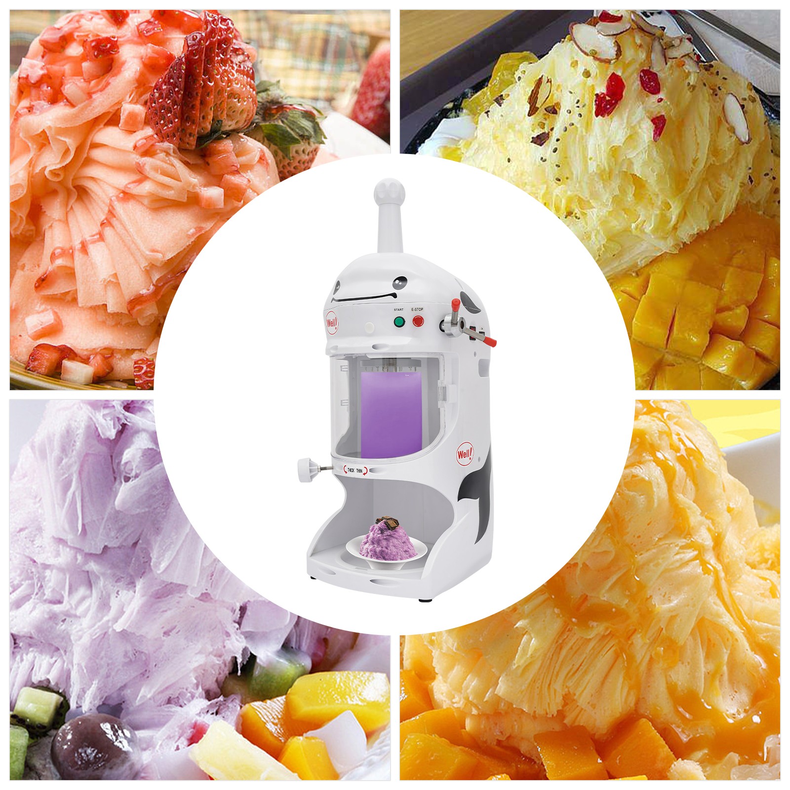 Commercial Ice Shaver Shaved Ice Block Machine Electric Snow Cone Maker 110V New