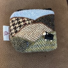 Harris Tweed Zipper Coin Purse Landscape Sheep White Rose Country Crafts
