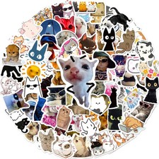 100 PCS Cute Cat Meme Stickers Funny Kitten Vinyl Brown; Pink; Black