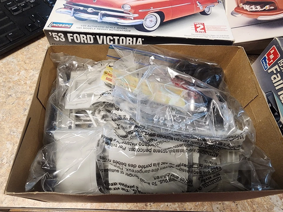 AMT Ertl 49, 53, 56 and 57 Ford Coupe model car kits. OPEN BOX - Image 3 of 4