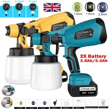 2 Battery Cordless Paint Sprayer Fence Wall HVLP Spray Gun For Makita 18V 1000ML