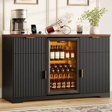 55" Coffee Bar Cabinet with Charging Station  Fridge Space