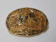 Texas 1836-1986 150th Anniversary Sesquicentennial Gold Tone Western Belt Buckle