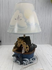 Figi  s 1993 Noah  s Ark Nursery Lamp Hand Painted Resin Cloud Shade Vintage