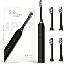 Electric Toothbrush Ultra Sonic Cleaning 4pcs Brush Heads Travel Case