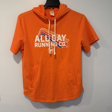 All Day Running Co Men's Medium Performance Hoodie Orange Training Sports Top