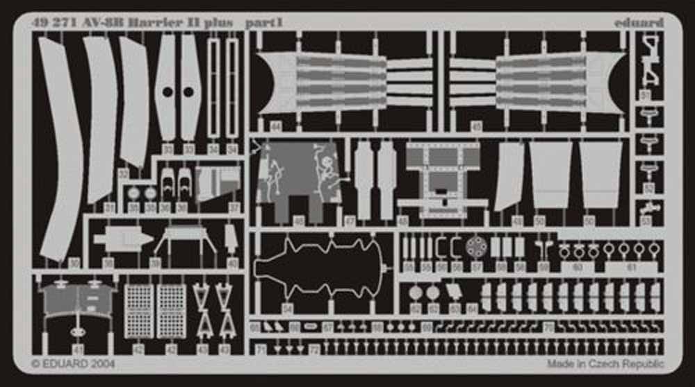 Eduard 49271 Etched Aircraft Detailling Set 1:48 McDonnell-Douglas AV-8B Harrier