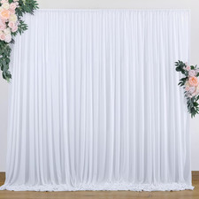 10 Ft X 10 Ft Wrinkle Free White Backdrop Curtains for Wedding Parties, Polyeste