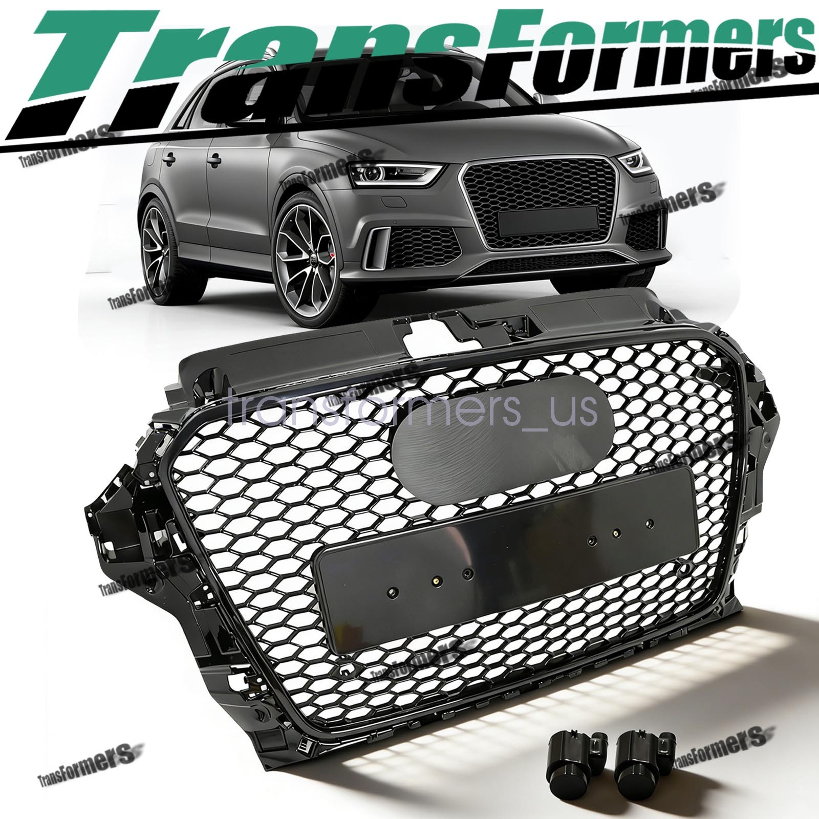 For 2014-2016 Audi A3 S3 Quattro 8V RS3 Style Front Bumper Grille Glossy Black