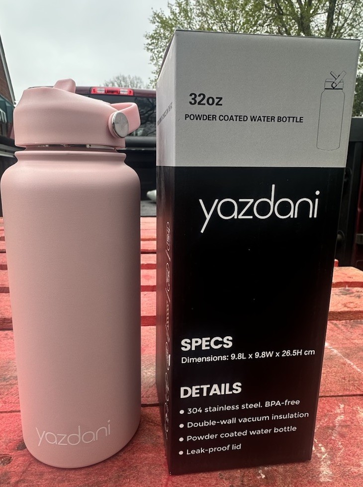 Yazdani 32oz Pink Stainless Steel Water Bottle, Insulated, BPA-Free, Leakproof