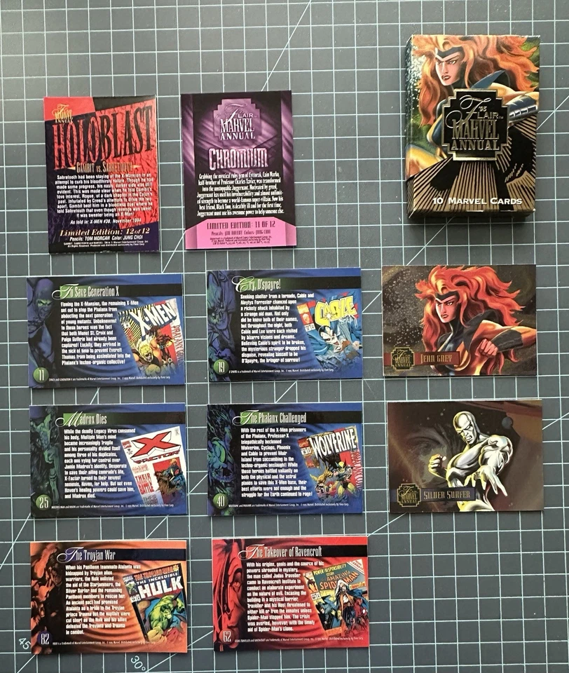 1995 Flair Marvel Annual 10-Card Set Chromium 11, Holoblast 12, Powerblast 2 & 7 - Image 3 of 4